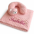 Personalized Baby Blanket & Bear Neck Pillow