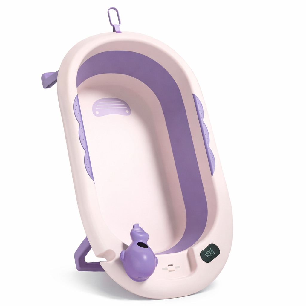 Foldable Baby Bath Tub with Built-In Thermometer