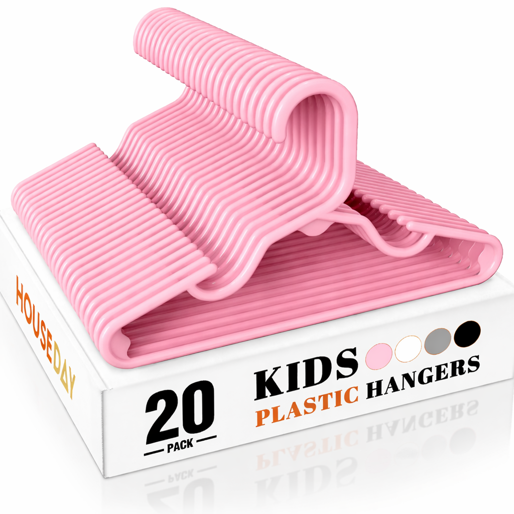 Kids Plastic Hangers – 20 Pack (Pink)